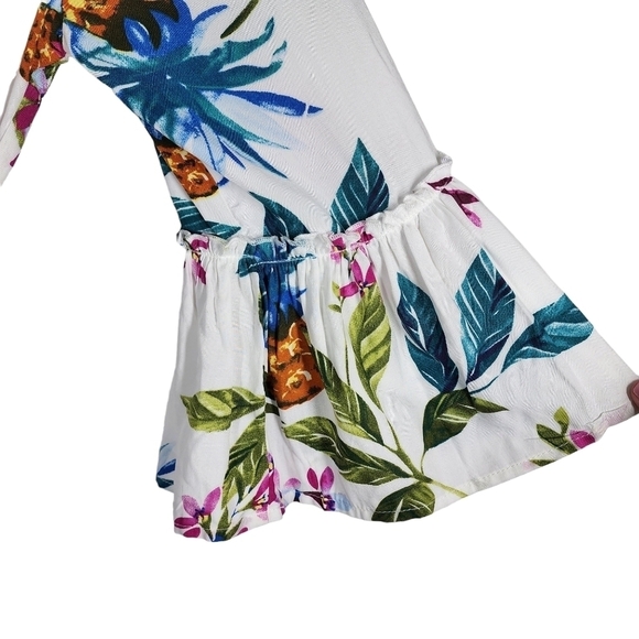 BLUE ISLAND BEACH FLORAL PLUNGING NECKLINE MINI DRESS - Picture 6 of 9